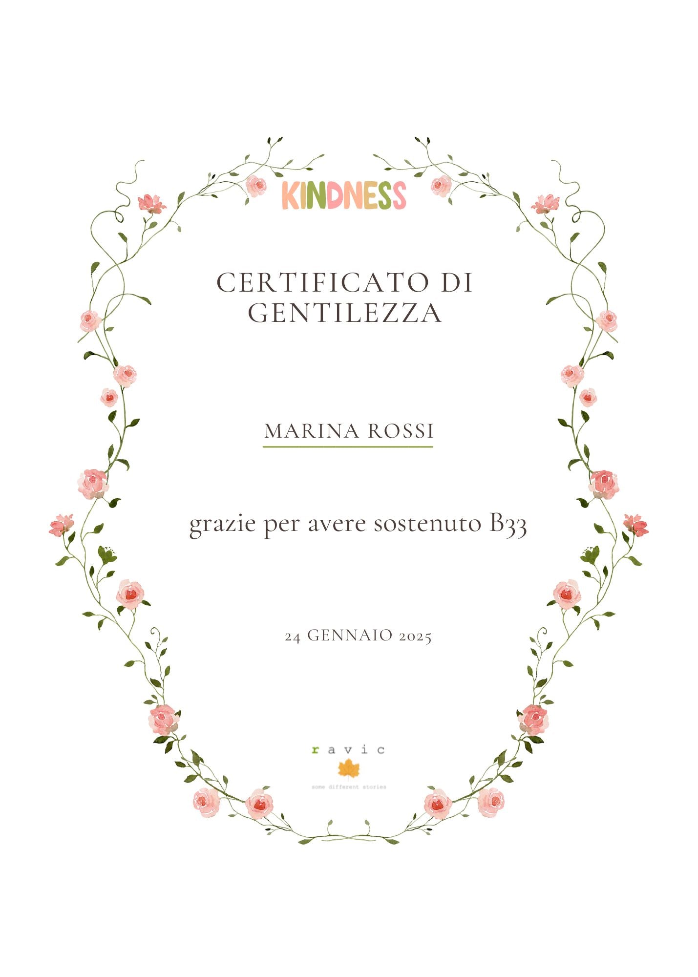 CERTIFICATO DI GENTILEZZA